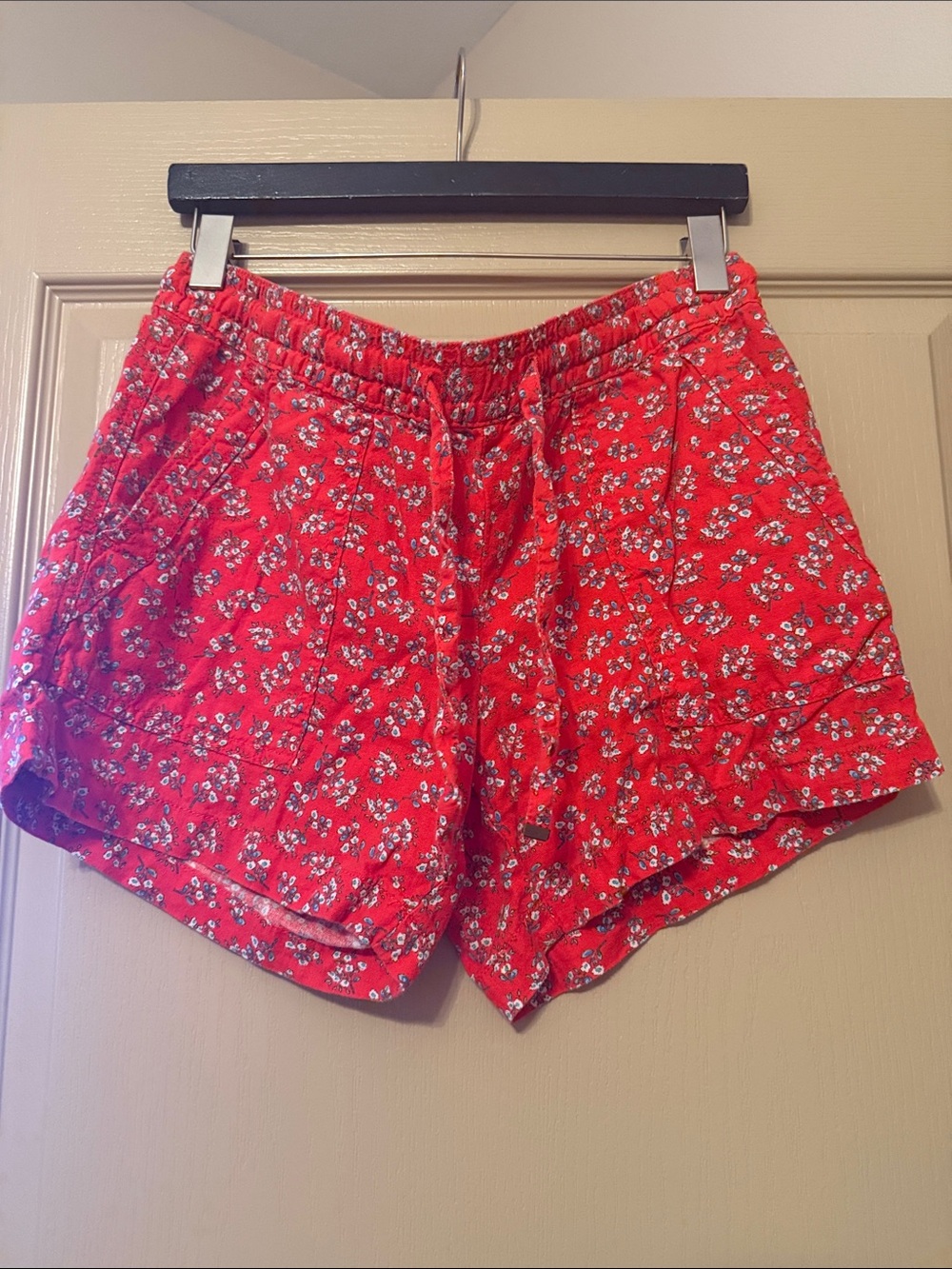 Red and Blue Linen Blend Shorts